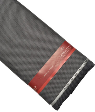 J.Hampstead Super 100's Checks 20% Merino Wool Suiting Fabric (Grey)