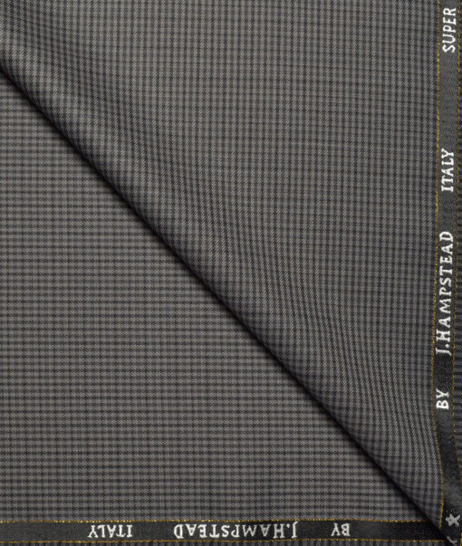 J.Hampstead Super 100's Checks 20% Merino Wool Suiting Fabric (Grey)