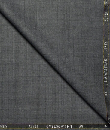 J.Hampstead Super 100's Checks 20% Merino Wool Suiting Fabric (Grey)