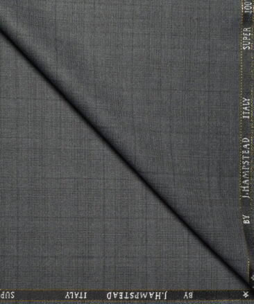 J.Hampstead Super 100's Checks 20% Merino Wool Suiting Fabric (Grey)