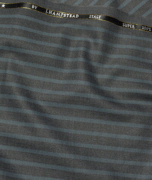 J.Hampstead Super 100's Striped 20% Merino Wool Suiting Fabric (Grey)