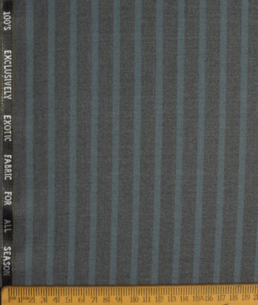 J.Hampstead Super 100's Striped 20% Merino Wool Suiting Fabric (Grey)