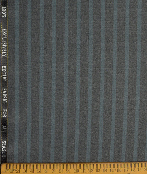 J.Hampstead Super 100's Striped 20% Merino Wool Suiting Fabric (Grey)