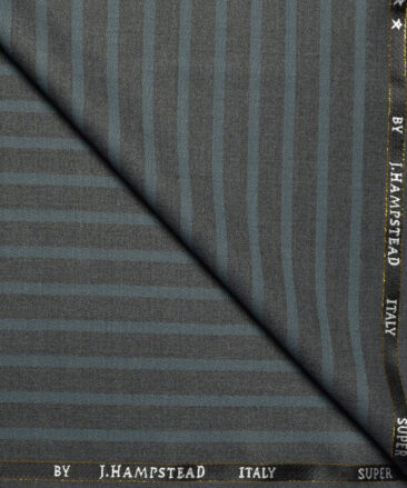 J.Hampstead Super 100's Striped 20% Merino Wool Suiting Fabric (Grey)