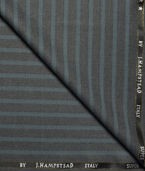 J.Hampstead Super 100's Striped 20% Merino Wool Suiting Fabric (Grey)