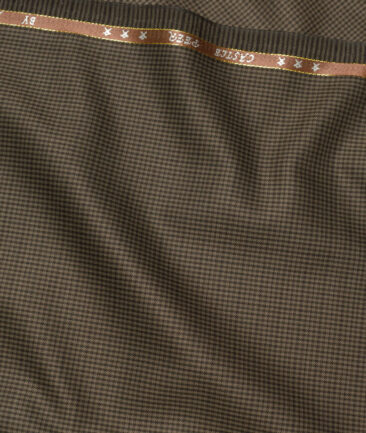 J.Hampstead Super 100's Checks 20% Merino Wool Suiting Fabric (Brown)