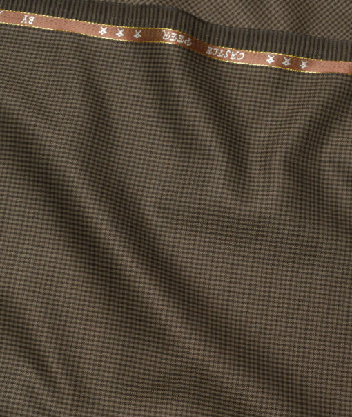 J.Hampstead Super 100's Checks 20% Merino Wool Suiting Fabric (Brown)
