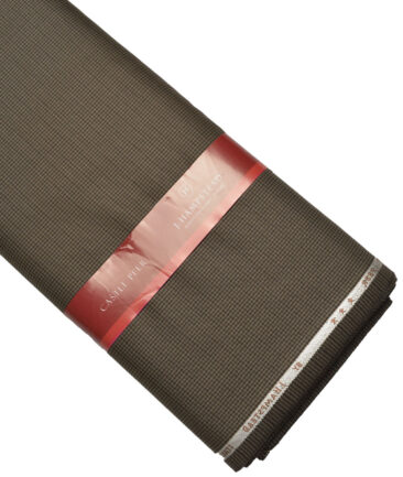 J.Hampstead Super 100's Checks 20% Merino Wool Suiting Fabric (Brown)
