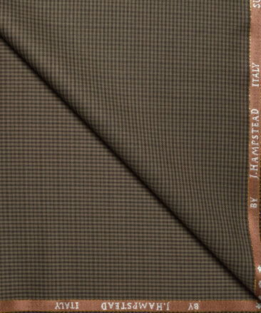 J.Hampstead Super 100's Checks 20% Merino Wool Suiting Fabric (Brown)