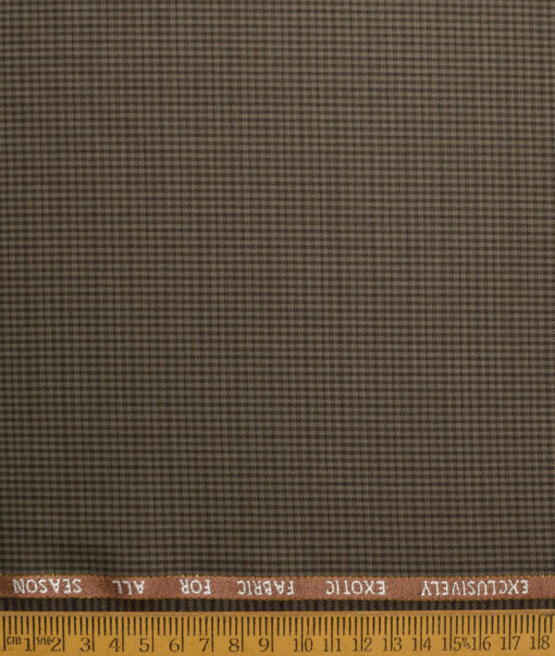 J.Hampstead Super 100's Checks 20% Merino Wool Suiting Fabric (Brown)