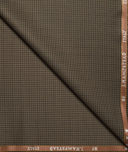 J.Hampstead Super 100's Checks 20% Merino Wool Suiting Fabric (Brown)