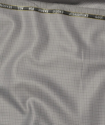 J.Hampstead Super 100's Checks 20% Merino Wool Suiting Fabric (Light Grey)