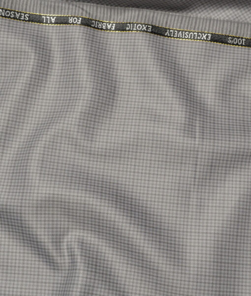 J.Hampstead Super 100's Checks 20% Merino Wool Suiting Fabric (Light Grey)