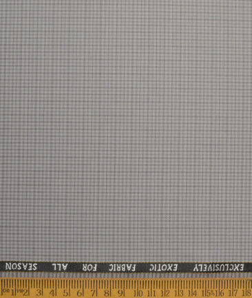 J.Hampstead Super 100's Checks 20% Merino Wool Suiting Fabric (Light Grey)