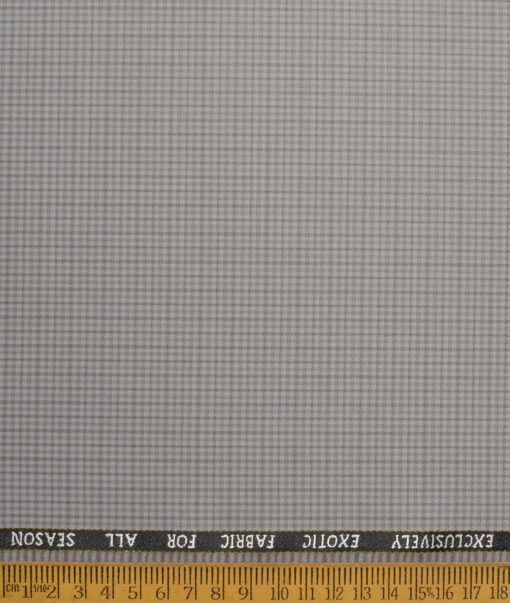J.Hampstead Super 100's Checks 20% Merino Wool Suiting Fabric (Light Grey)