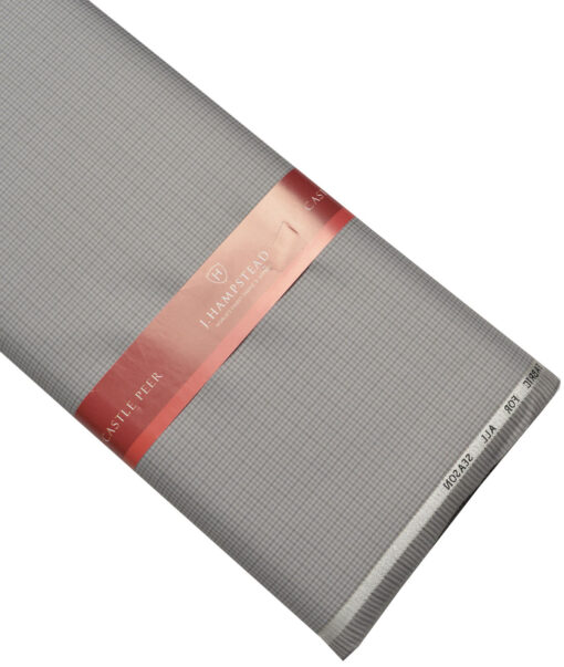 J.Hampstead Super 100's Checks 20% Merino Wool Suiting Fabric (Light Grey)