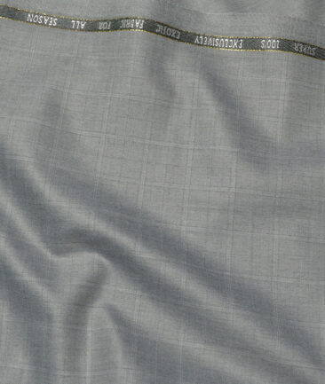 J.Hampstead Super 100's Checks 20% Merino Wool Suiting Fabric (Light Grey)