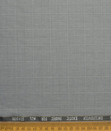 J.Hampstead Super 100's Checks 20% Merino Wool Suiting Fabric (Light Grey)