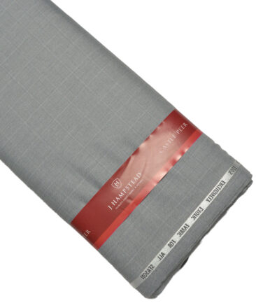 J.Hampstead Super 100's Checks 20% Merino Wool Suiting Fabric (Light Grey)