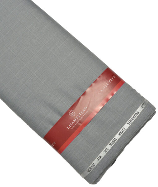 J.Hampstead Super 100's Checks 20% Merino Wool Suiting Fabric (Light Grey)