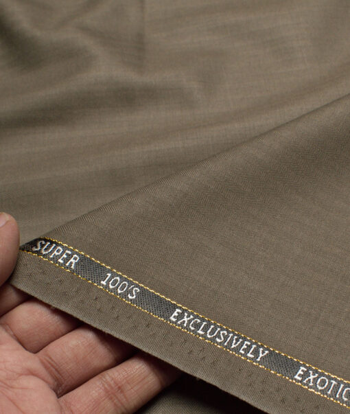 J.Hampstead Super 100's Self Design 20% Merino Wool Suiting Fabric (Light Brown)