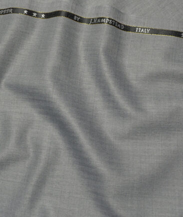 J.Hampstead Super 100's Self Design 20% Merino Wool Suiting Fabric (Light Worsted Grey)
