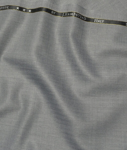 J.Hampstead Super 100's Self Design 20% Merino Wool Suiting Fabric (Light Worsted Grey)