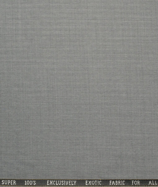 J.Hampstead Super 100's Self Design 20% Merino Wool Suiting Fabric (Light Worsted Grey)
