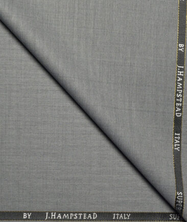 J.Hampstead Super 100's Self Design 20% Merino Wool Suiting Fabric (Light Worsted Grey)