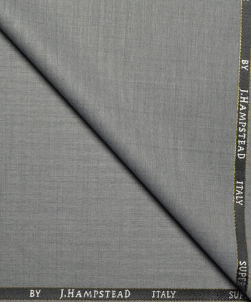 J.Hampstead Super 100's Self Design 20% Merino Wool Suiting Fabric (Light Worsted Grey)