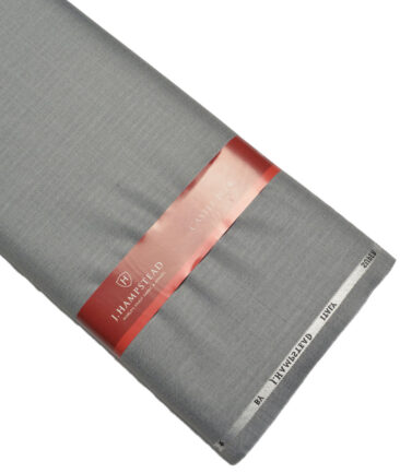 J.Hampstead Super 100's Self Design 20% Merino Wool Suiting Fabric (Light Worsted Grey)
