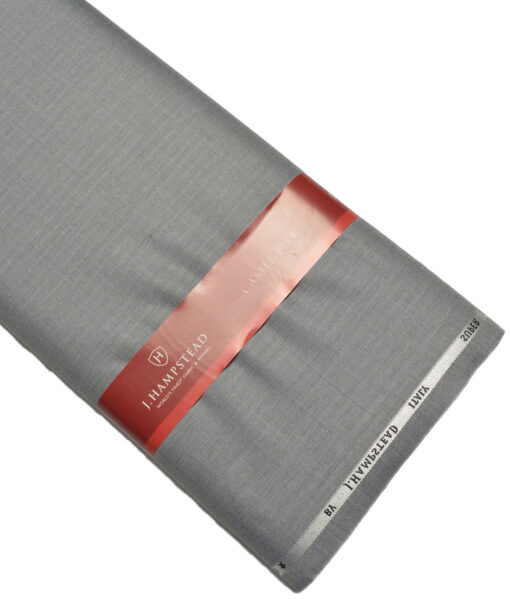 J.Hampstead Super 100's Self Design 20% Merino Wool Suiting Fabric (Light Worsted Grey)