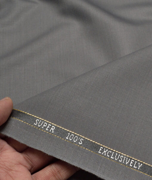 J.Hampstead Super 100's Solids 20% Merino Wool Suiting Fabric (Cement Grey)