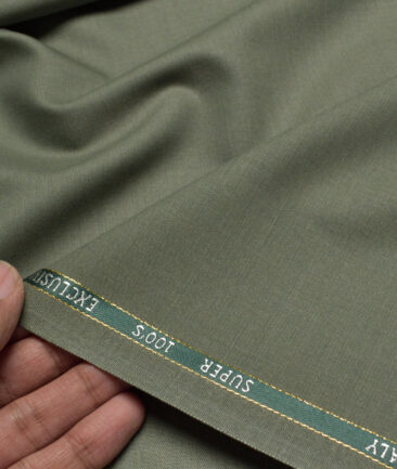 J.Hampstead Super 100's Solids 20% Merino Wool Suiting Fabric (Camoflauge Green)