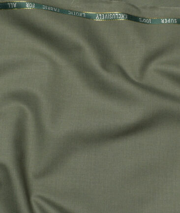 J.Hampstead Super 100's Solids 20% Merino Wool Suiting Fabric (Camoflauge Green)