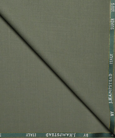 J.Hampstead Super 100's Solids 20% Merino Wool Suiting Fabric (Camoflauge Green)