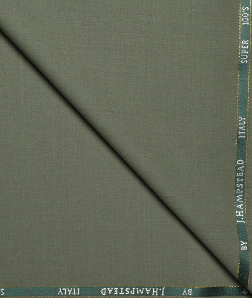 J.Hampstead Super 100's Solids 20% Merino Wool Suiting Fabric (Camoflauge Green)