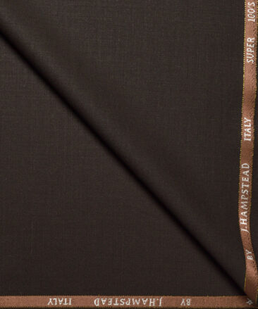 J.Hampstead Super 100's Solids 20% Merino Wool Suiting Fabric (Dark Chocolate Brown)