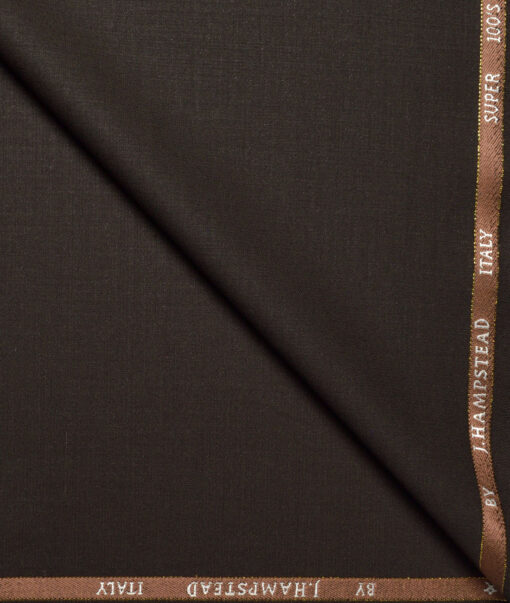 J.Hampstead Super 100's Solids 20% Merino Wool Suiting Fabric (Dark Chocolate Brown)