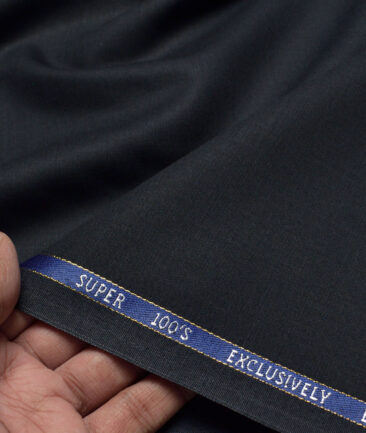 J.Hampstead Super 100's Solids 20% Merino Wool Suiting Fabric (Dark Navy Blue)