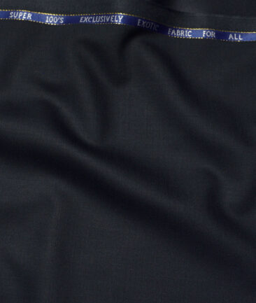 J.Hampstead Super 100's Solids 20% Merino Wool Suiting Fabric (Dark Navy Blue)