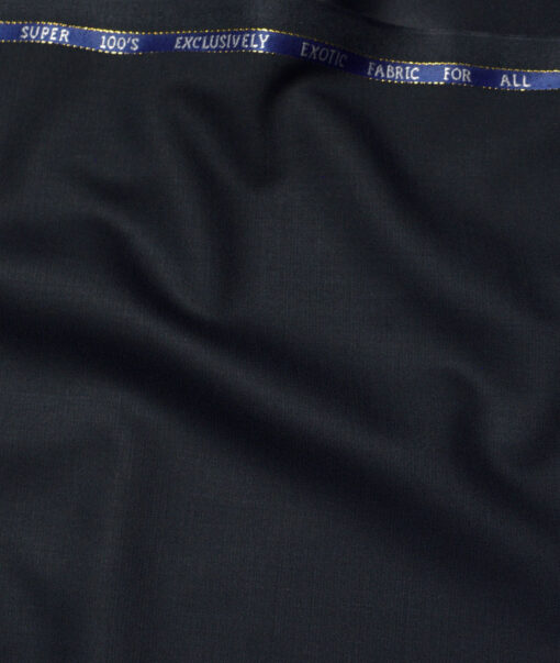 J.Hampstead Super 100's Solids 20% Merino Wool Suiting Fabric (Dark Navy Blue)