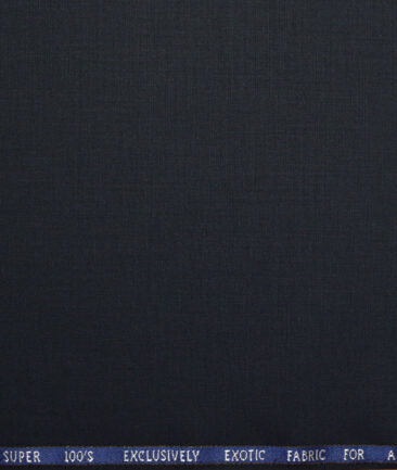 J.Hampstead Super 100's Solids 20% Merino Wool Suiting Fabric (Dark Navy Blue)