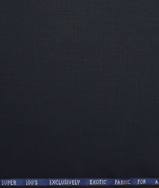 J.Hampstead Super 100's Solids 20% Merino Wool Suiting Fabric (Dark Navy Blue)