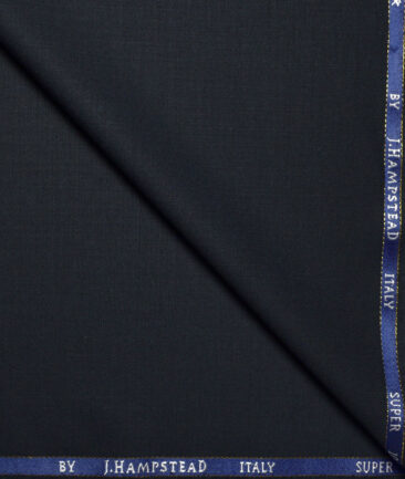 J.Hampstead Super 100's Solids 20% Merino Wool Suiting Fabric (Dark Navy Blue)