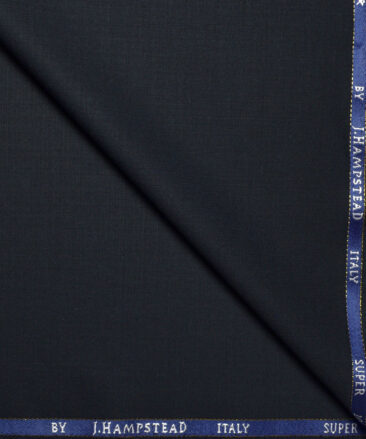 J.Hampstead Super 100's Solids 20% Merino Wool Suiting Fabric (Dark Navy Blue)