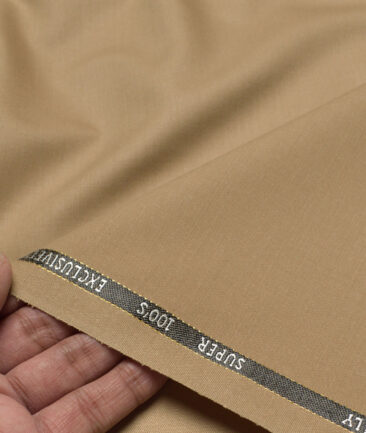 J.Hampstead Super 100's Solids 20% Merino Wool Suiting Fabric (Fawn Beige)