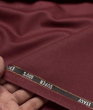 J.Hampstead Super 100's Solids 20% Merino Wool Suiting Fabric (Maroon Red)