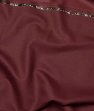 J.Hampstead Super 100's Solids 20% Merino Wool Suiting Fabric (Maroon Red)