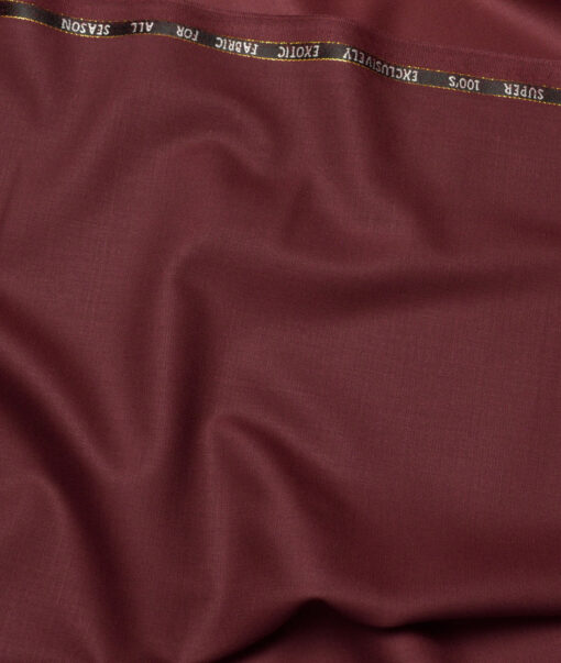 J.Hampstead Super 100's Solids 20% Merino Wool Suiting Fabric (Maroon Red)